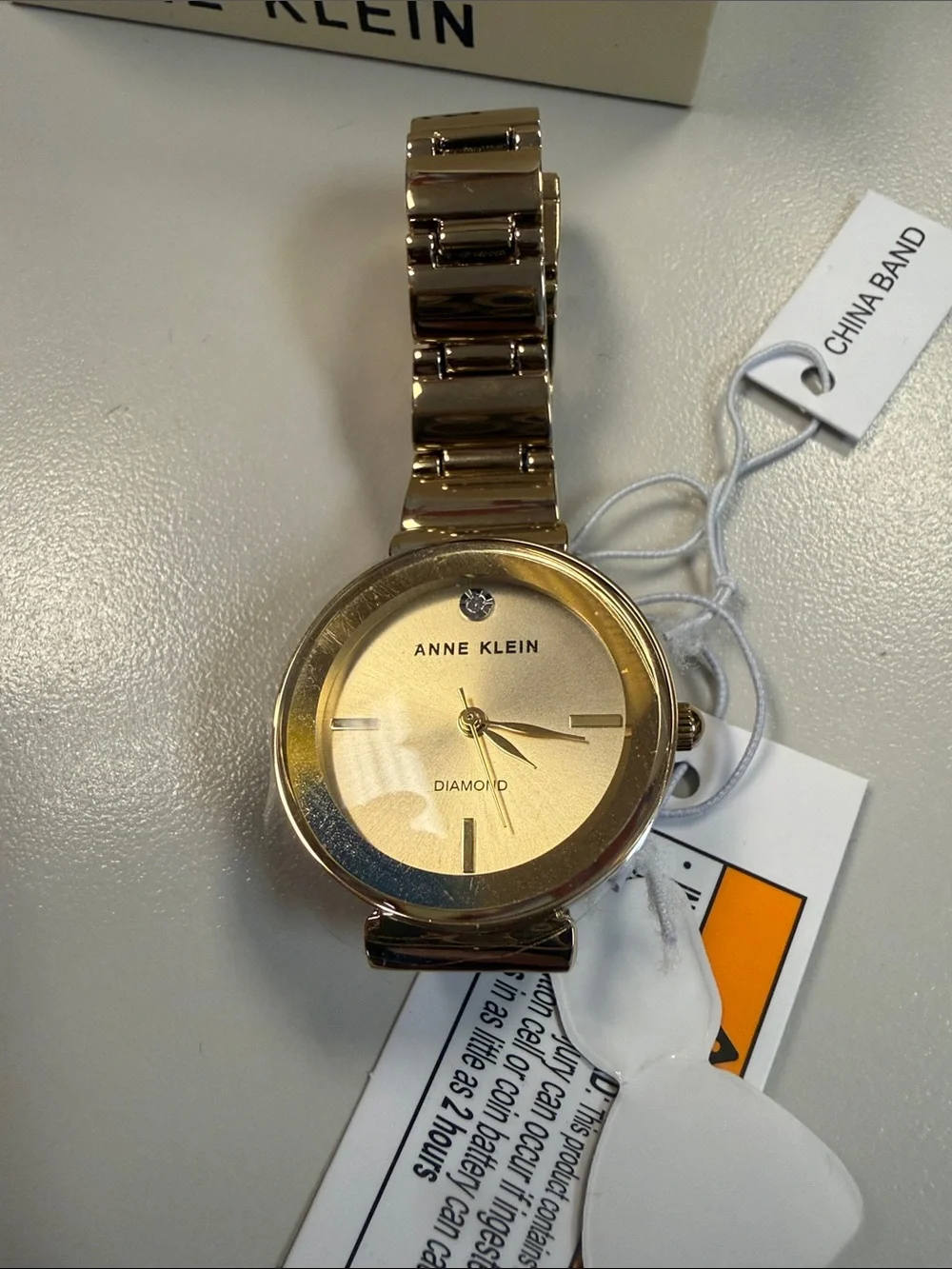 Anne Klein Gold-Tone Minimal Diamond Dial Bracelet Watch